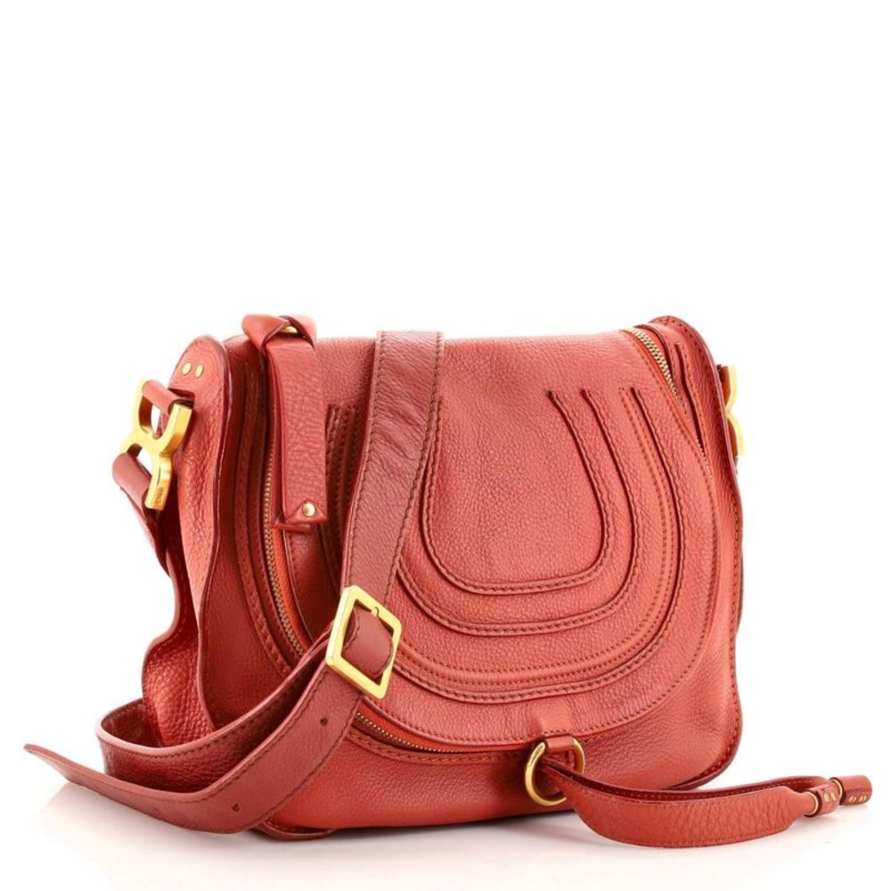 Chloe Marcie Zip Crossbody Bag Leather Medium Orange - Picture 2 of 8